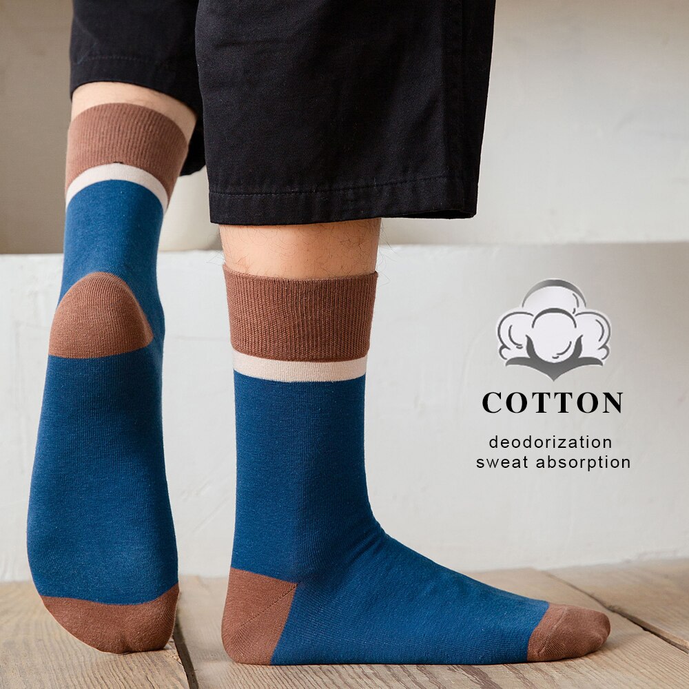 2021 New Japanese Korea style Men's Cotton Socks 5 Pairs High Quality Breathable Casual Happy Business Tube Socks For Man S