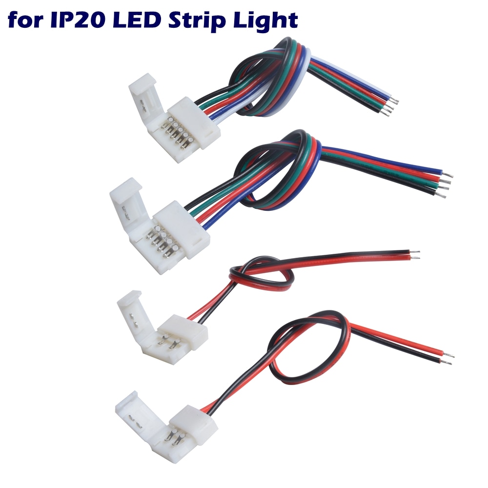 5-100pcs 2/3/4/5 Pin LED Strip Connector For 8mm 10mm 12mm 3528 5050 5630 RGB RGBW IP20 Non-waterproof LED Tape Light To Wire