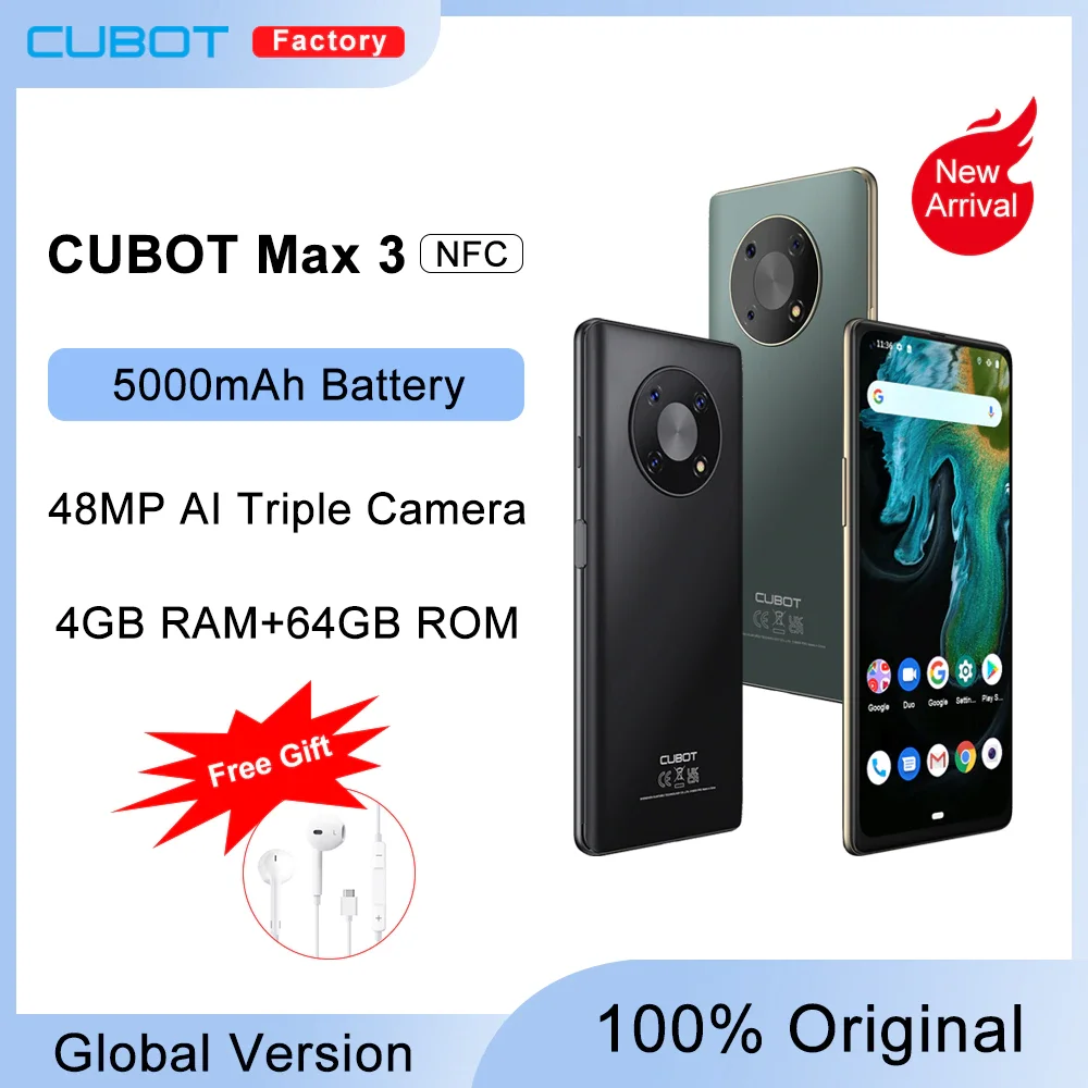 Cubot MAX 3 Smartphone 6.95" Ultra Large Full Screen Mini Tablet Mobile Phone 5000mAh 48MP Triple Camera Celular NFC Androi