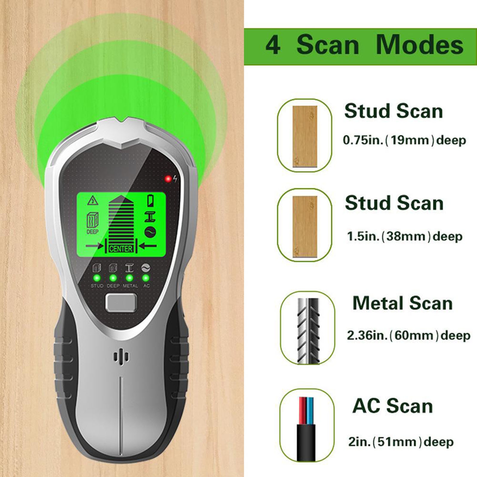 LCD Backlit Digital Stud Finder Wall Scanner Metal Stud Sensor Locator Finder for Decorating House Wood Metal Studs