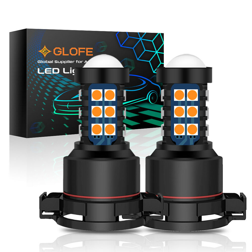 2X Glofe 5202 2504 Psx24W Amber Yellow Led Fog Driving Light Bulbs Replacement
