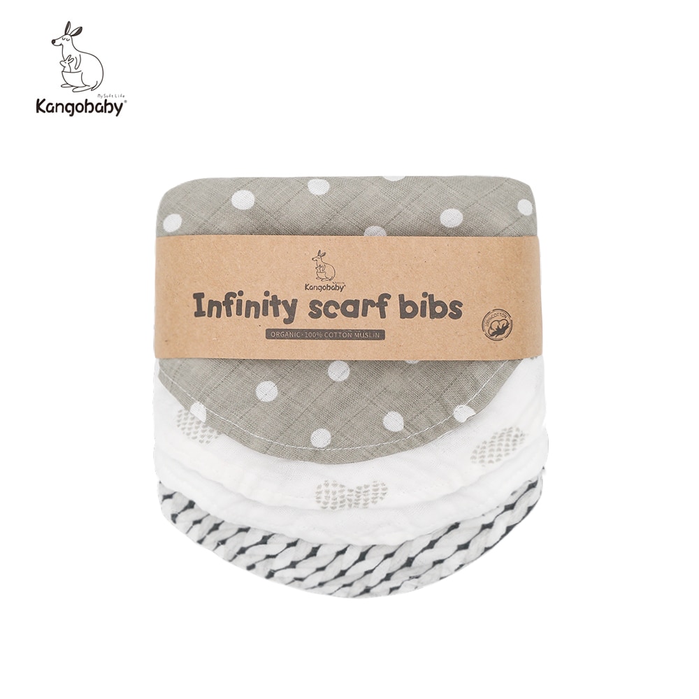 Kangobaby Organic Muslin Infinity Scarf Baby Dribble Bib Sets Festival Decorations Newborn Gift