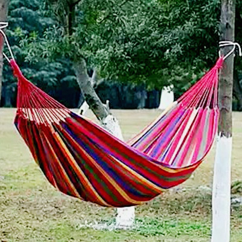 Canvas Hammock Outdoor Leisure Camping Hammock with Rope and Storage Bag Widened and Thickened Hammock.