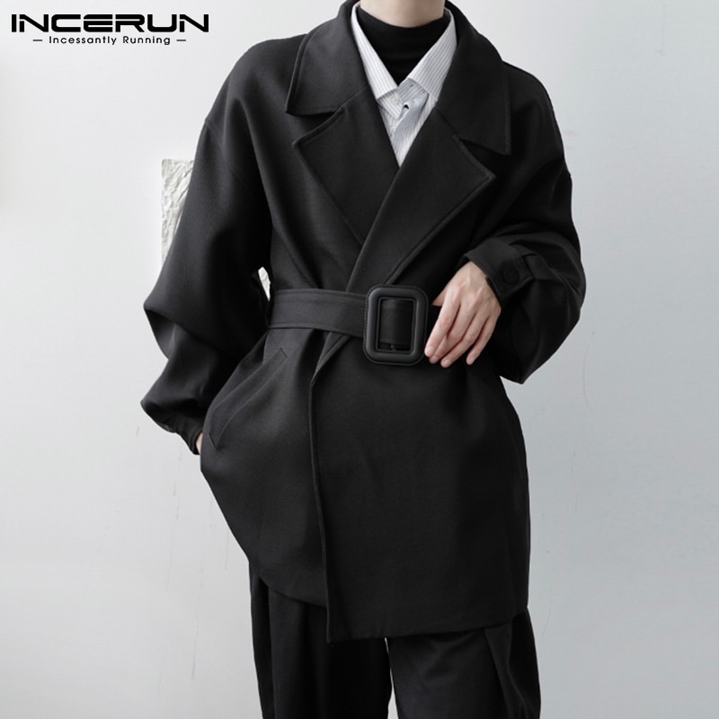 Handsome Men's Handsome Trench Long Sleeve Tops 2021 Solid Suits Shirts Male Outer Garment Fashion Jackets Coats S-5XL INCE