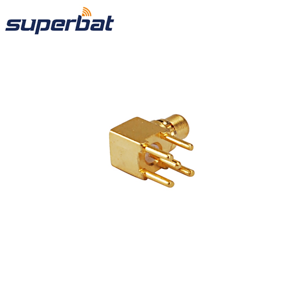 Superbat 50 ohm MMCX Male Right Angle Thru Hole PCB Mount RF Coaxial Connector Gold-plated