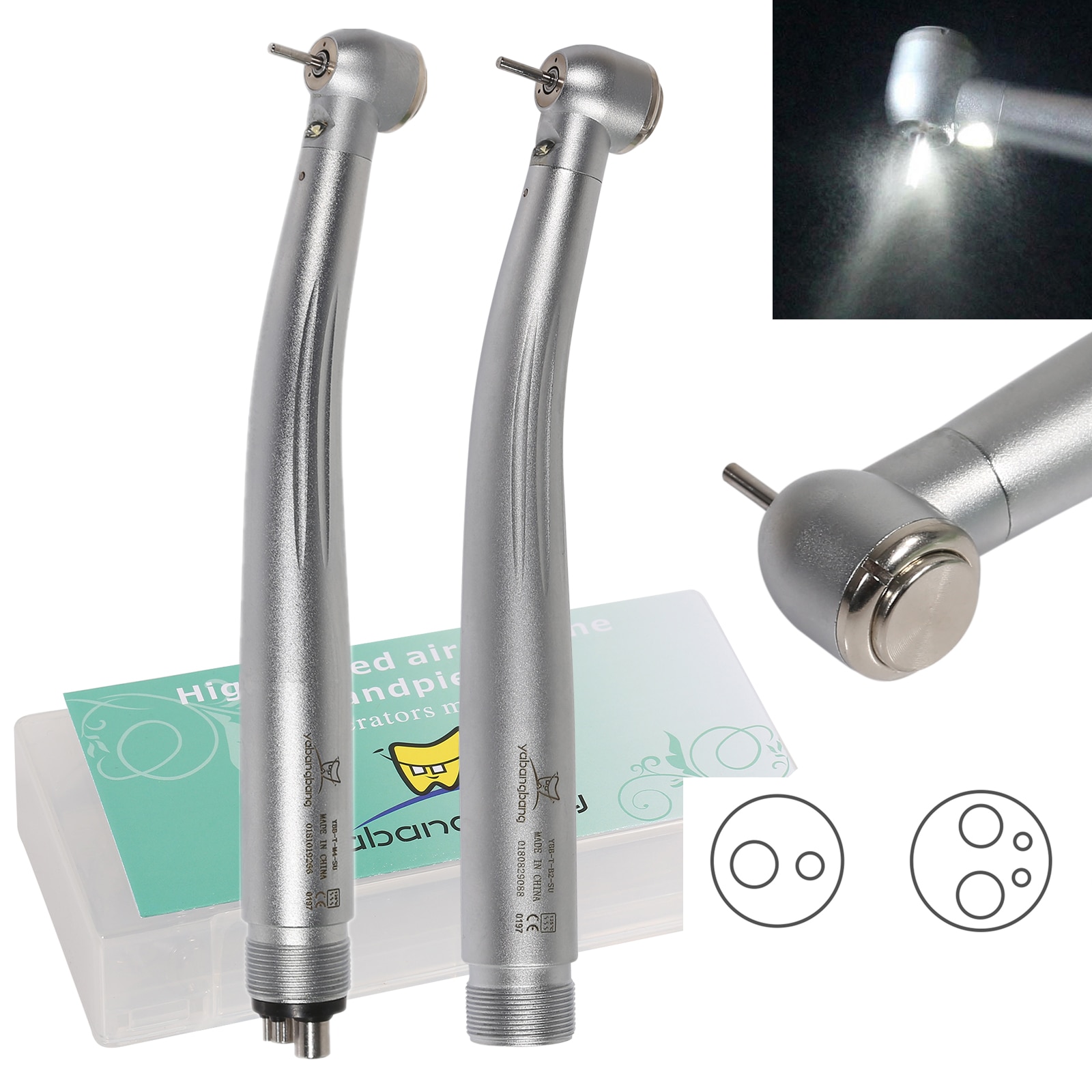 kavo Dental High Speed Hand piece Turbine 4 /2Hole LED E-generator Standard Head Triple Water Spray Push Button Dental tools