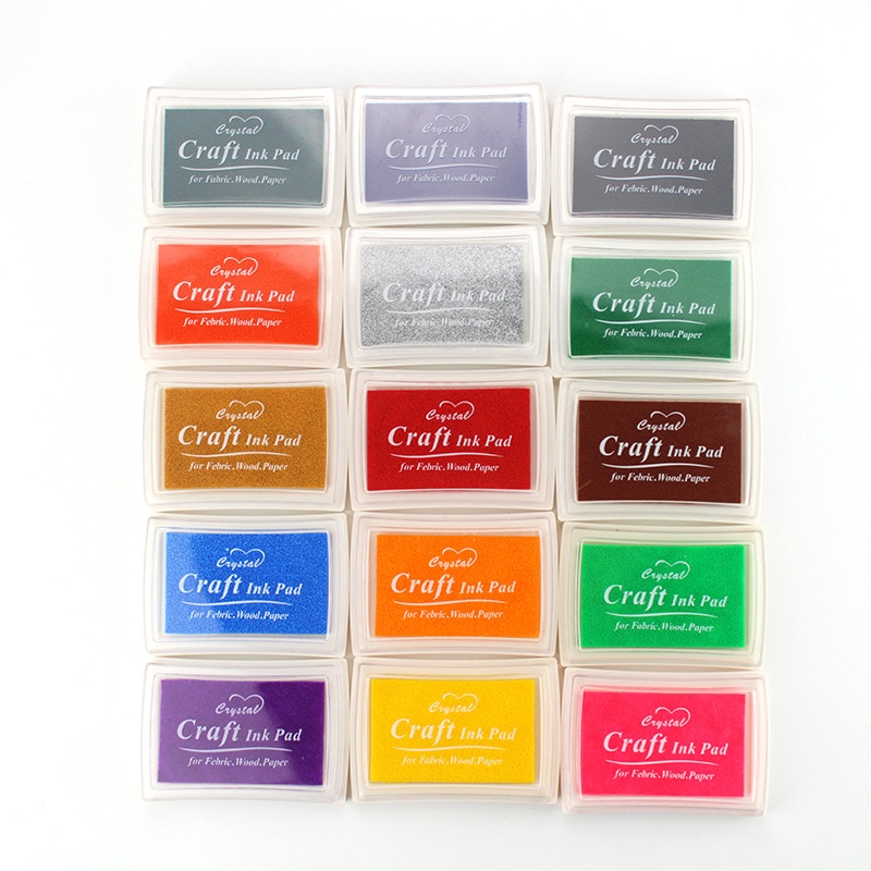 15 Colores Inkpad DIY Carving Rubber Stamp For Fabric Wood Paper Artist Crystal Craft Ink Pad School Office Supply Stationery