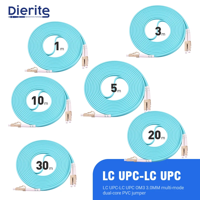 30m 1Pcs 10G OM3 LC UPC To LC UPC Multimode Duplex 3.0mm Fiber Patch Cable LC Fiber Optic Patch Cord Optical Fiber Cable 3M 5M