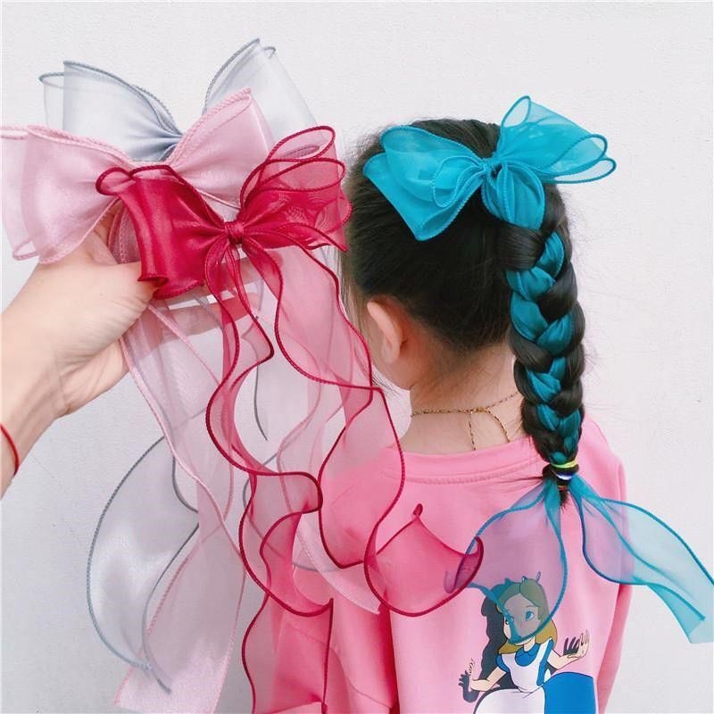 Children Cute Colors Ribbon Lace Bow Ornament Hair Clips Girls Lovely Sweet Barrettes Hairpins Kids Hair Accessories