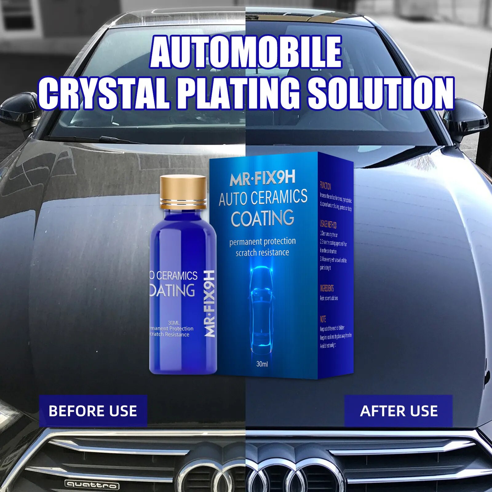 30ML/50ML 9H Car Liquid Ceramic Coat Super Hydrophobic Glass Coating Set Polysiloxane and Nano Materials Car Polish