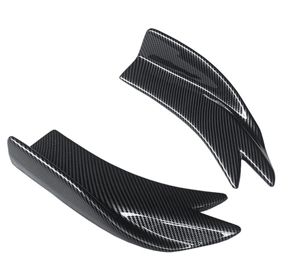 2pcs Carbon Fiber Look Car Rear Bumper Spoiler Canards Fins Anti-crash Diffuser Lip Wrap Angle Splitter Protector Guard Kits