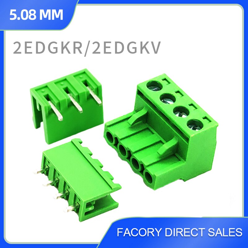 CIXIYCX 2-12Pin 2EDG5.08 PCB Screw Terminal Block Connector 2EDG 5.08mm Pitch Right Angle Curved Pin 2EDGKR