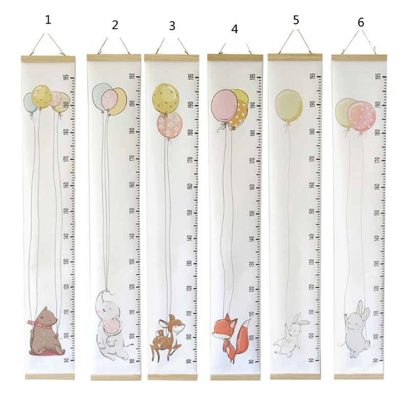 1 Pc Nordic Children Height Ruler Hanging Growth Chart Cartoon Printed Kids Growth Measuring Ruler Kids Room Wall Decoration