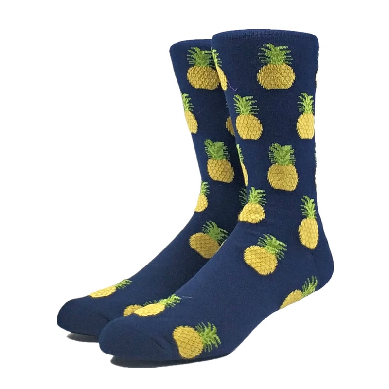 Men Happy Funny Pineapple Cotton Rich Thick Socks