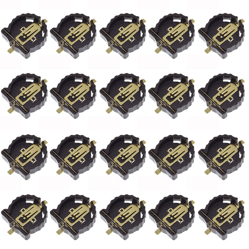 20PCS CR1220 CR1225 Button Battery Holder 3V Button Battery Holder Plating Temperature