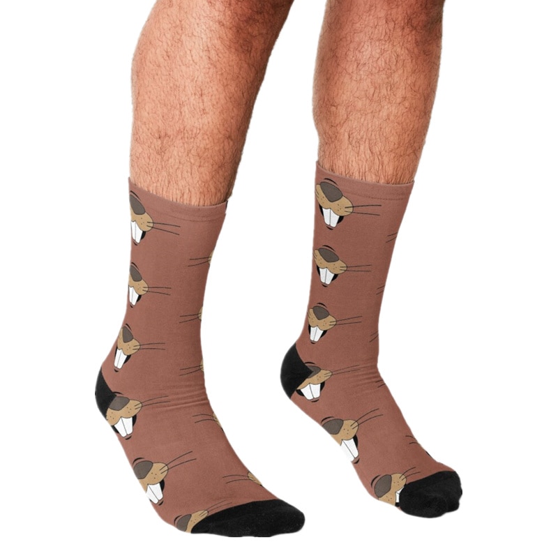Men's socks Funny Cute Beaver Mouth Printed Socks Men harajuku Happy hip hop Novelty cute boys Crew Casual Crazy Socks for 