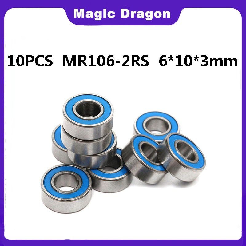 10PCS ABEC-5 MR106-2RS MR106 2RS MR106 RS MR106RS 6x10x3 mm Blue rubber sealed miniature High quality deep groove ball bearing