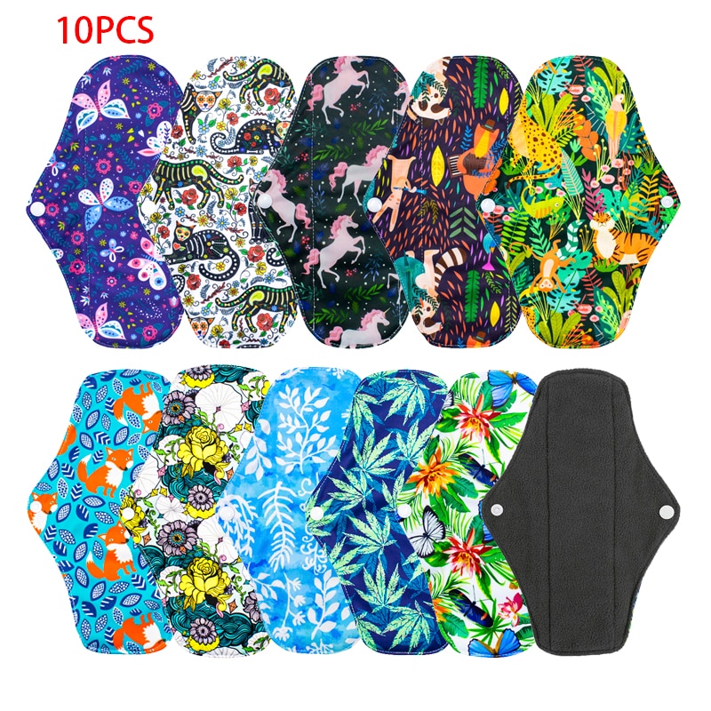 [10PCS] Washable Menstrual Pads Reusable Sanitary Towels Maternity Sanitary Pad Period Daily Napkin Gaskets Nursing Cotton color