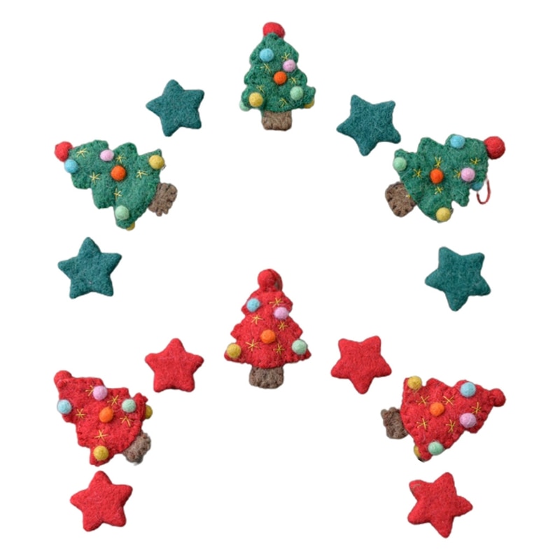 7 Pcs Baby Wool Felt Cute Christmas Tree Stars Set Newborn Photography Props Decorations Infant Photo Shooting Accessory