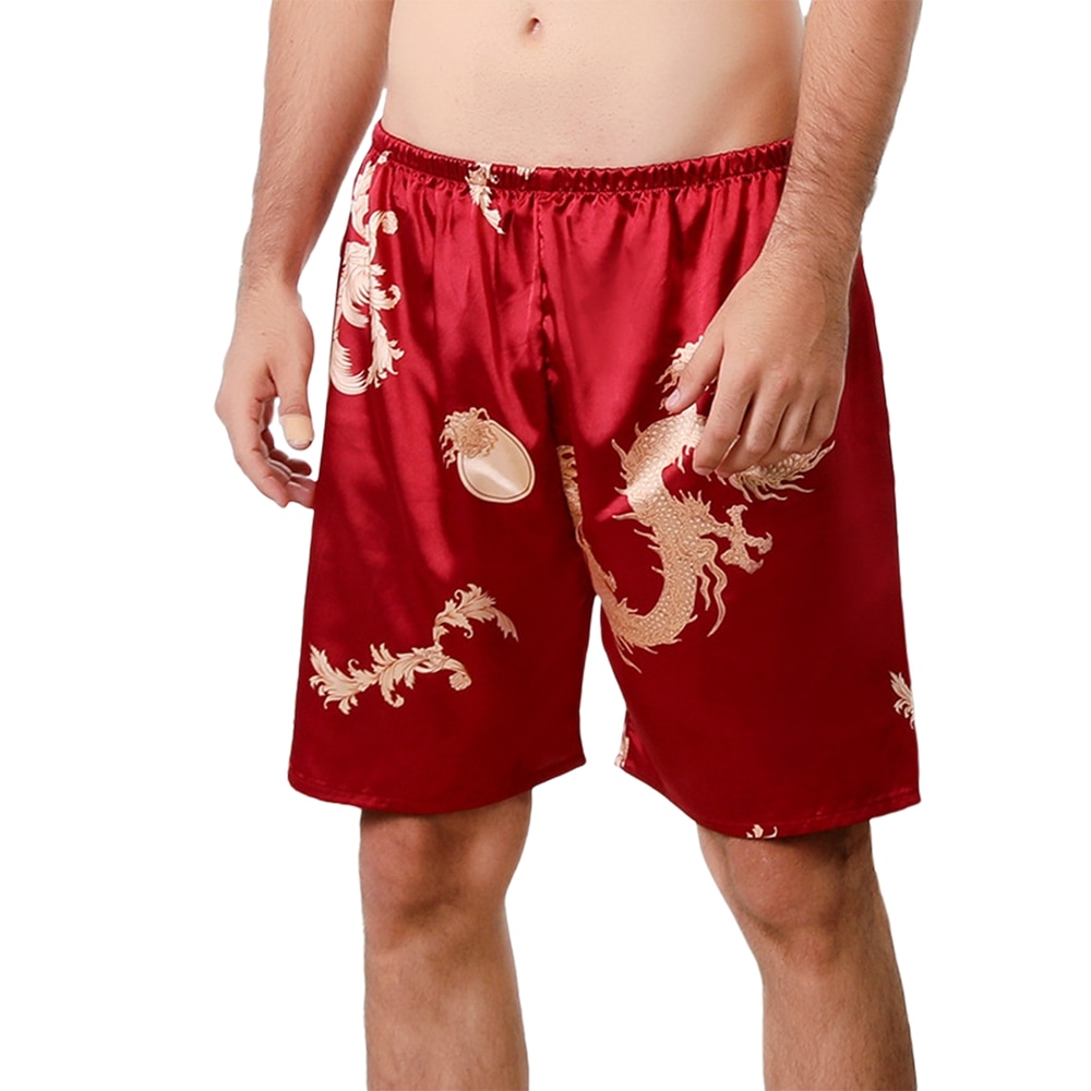 New Summer Sexy Imitation Silk Loose Pants Pyjama Comfortable Male Sleep Bottoms Home Beach Party Shorts Pajamas SGWT1