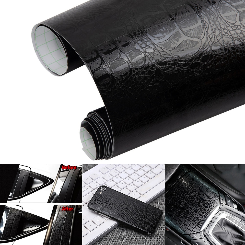 3D Leather Self Adhesive Crocodile Pattern Leather Vinyl Film Waterproof PVC Car Interior Sticker Film Durable Auto Accessories