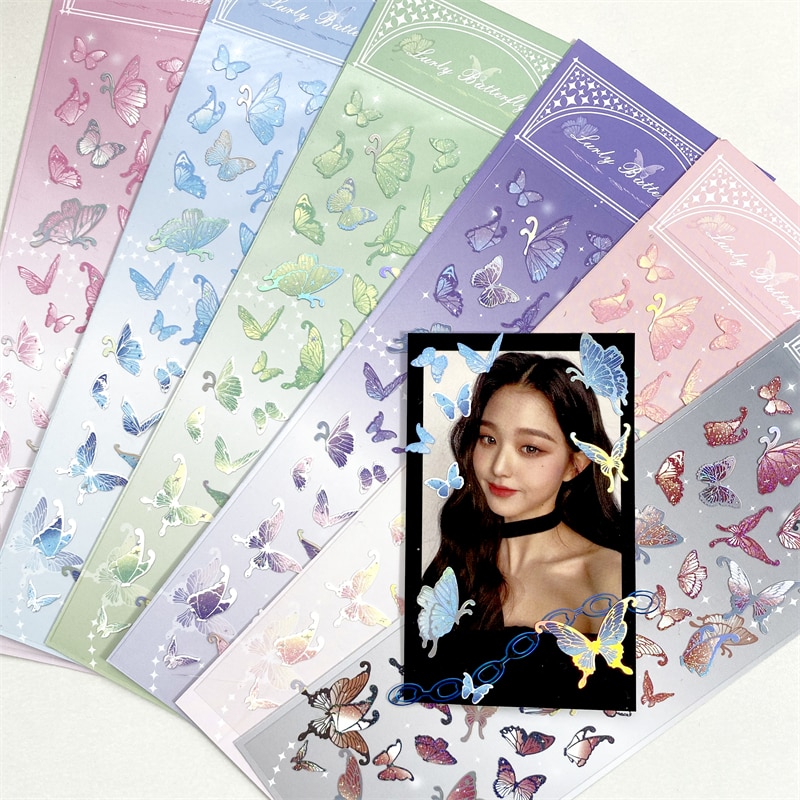 Kawaii Butterfly Laser Sticker DIY Scrapbooking Happy Planning Photo Album Deco Stickers Cute Korean Stationery Christmas Gift