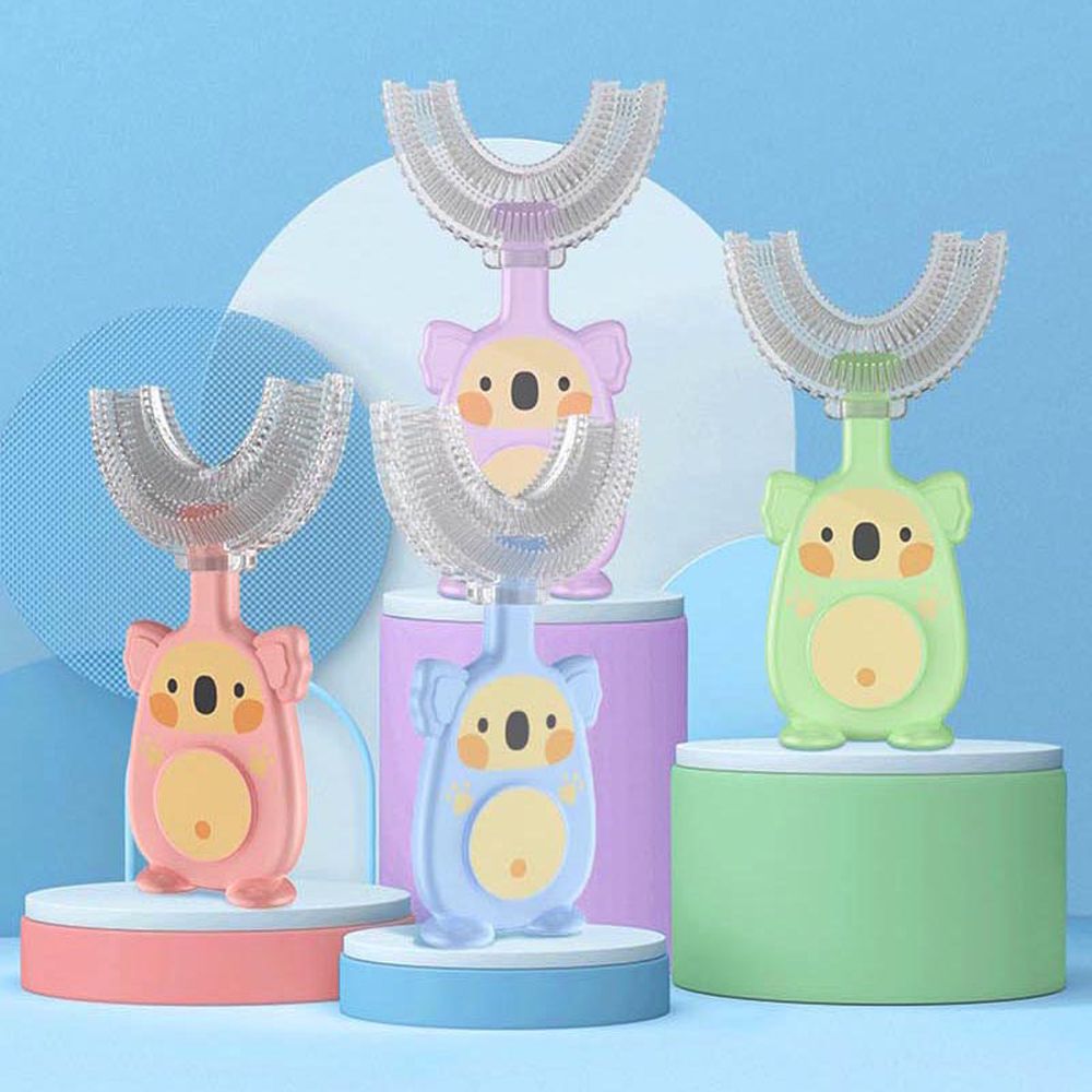 Hand-held soft 360 Degrees U Shaped Kids Silicon Teeth Brush Cute Cartoon Pattern Children Tooth Oral Care Training Toothbrush