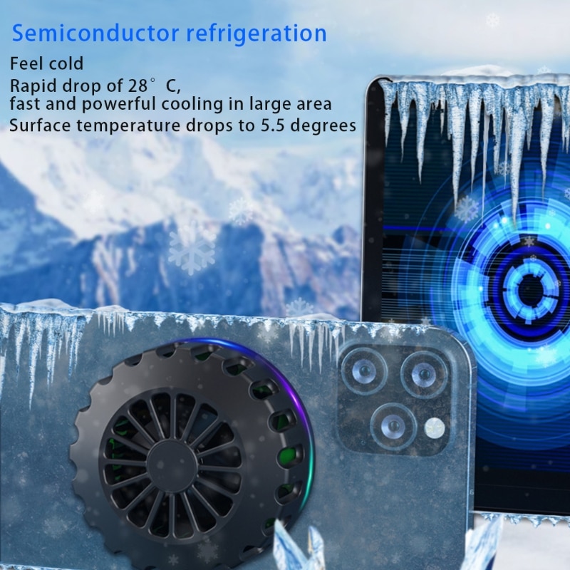 2 in 1 Semi-Conductor Cooling Chip, Cellphone Radiator Phone Cooling Fan, Wireless Charger for 4-6.7 Inches Phones
