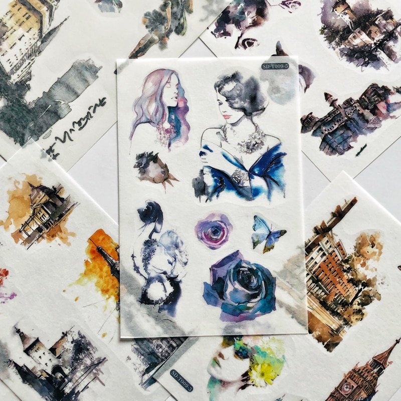 6 Sheets/Pack Lost City DIY Paper Journal Diary Decorative Stickers