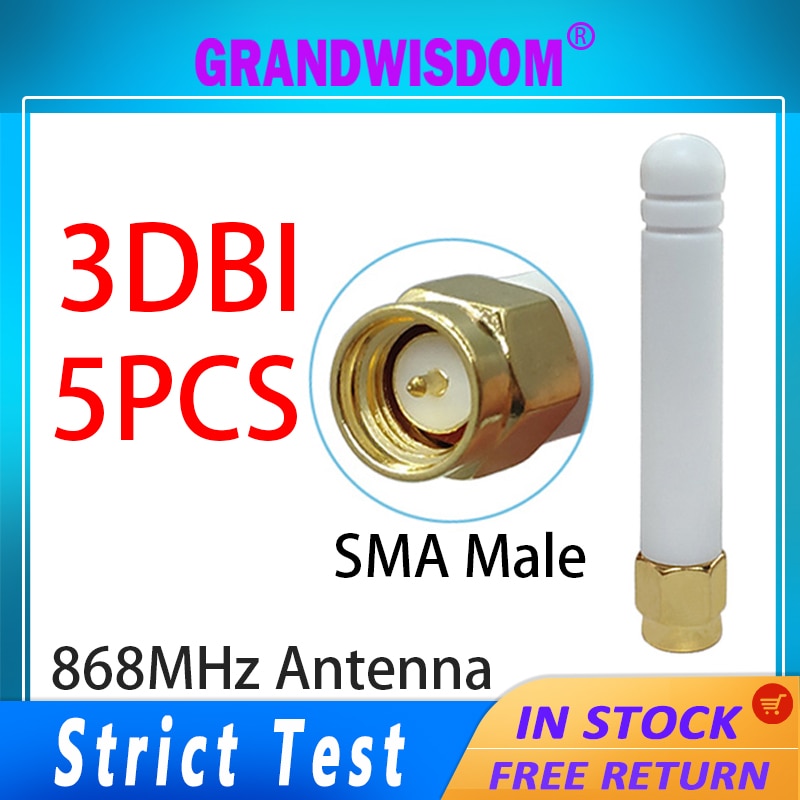 GRANDWISDOM 5pcs 868mhz antenna 3dbi sma male 915mhz lora antene pbx iot module lorawan signal receiver antena