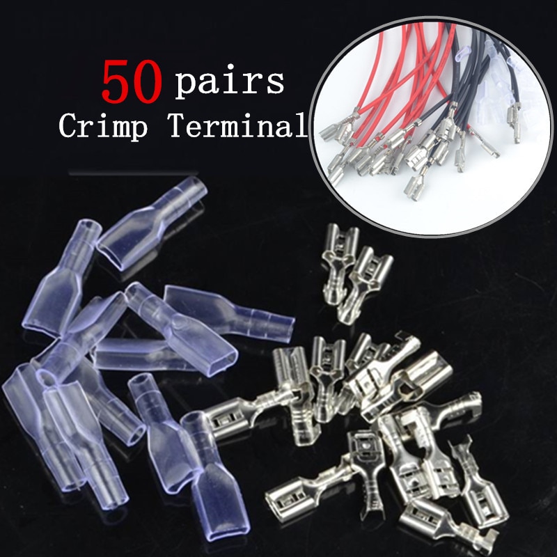 50pairs 4.8mm Quick Electrical Cable Connectors Snap Splice Lock Wire Terminal Crimp Waterproof Electric Connector