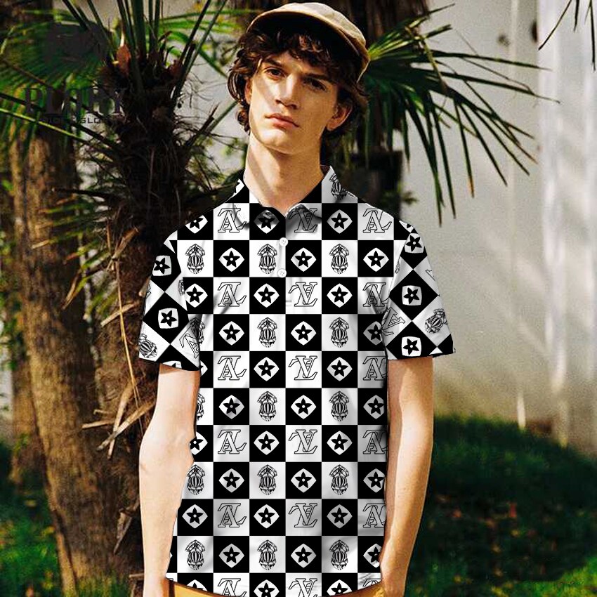 2021 summer fashion personalized French flower polo shirt men's slim Hong Kong style shirt Korean version trend popular ver