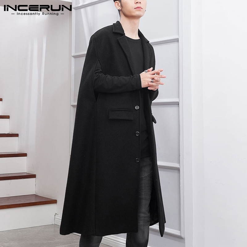 New Men Stylish Cloak Solid Color Comfortable Streetwear Hooded Slip Pocket Hot Sale Fashion Casual Overcoat S-5XL INCERUN 2021