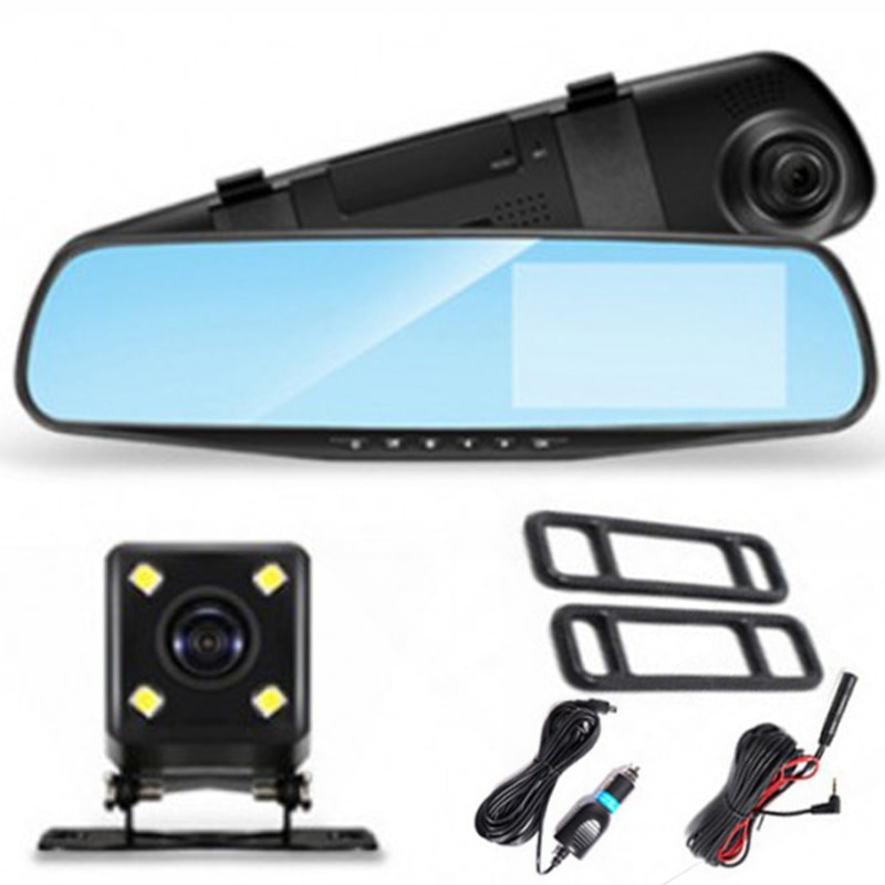 1Pcs Dash Cam 4.3/2.8 Inch Car Dvrs Video Recorder HD 1080P Front and Rear HD Mirror Recorder 32G Dual Recording Car Accessories