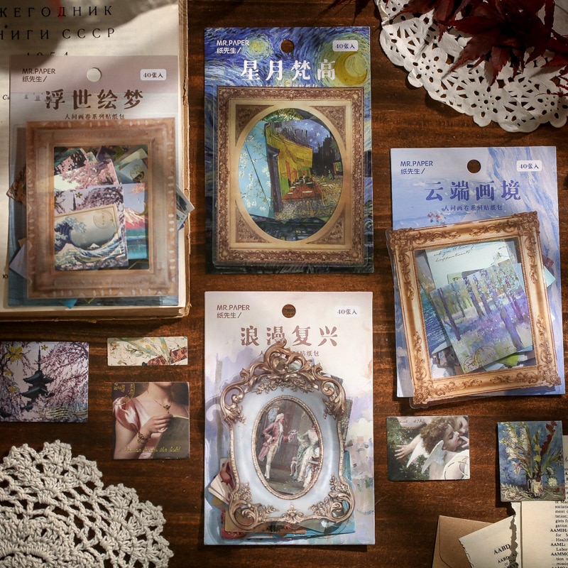 40pcs/1 lot Stationery Stickers Human Picture Scroll Series Stickers Scrapbooking DIY Craft Stickers