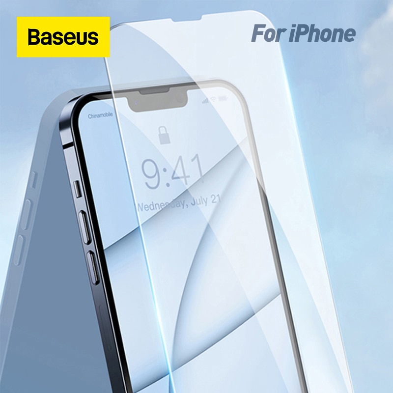 Baseus 2pcs 0.3mm Tempered Glass Film For iPhone 14 13 Mini Pro Max Phone Screen Protector Full-glass Phone Front Glass Film