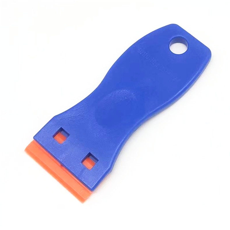 1.5" Plastic Razor Scraper With 10pcs Double Edged Plastic Blades For Removing Car Labels Stickers Glue Decals On Glass Win