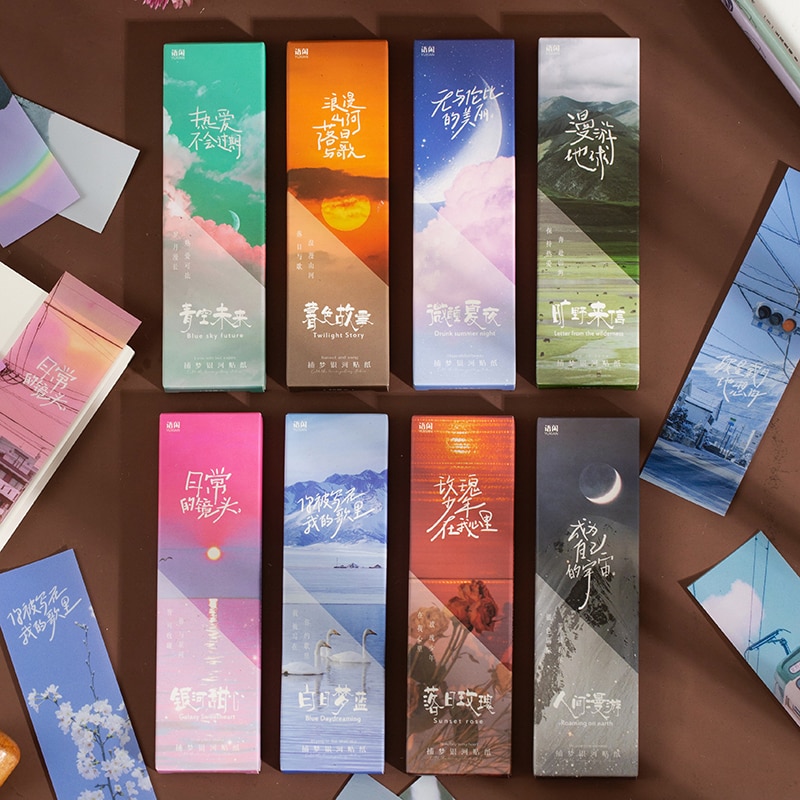 Mengtai 30pcs Dusk rose landscape Decorative Bookmark Stickers Scrapbooking Label Diary Stationery Album Phone Journal Planner
