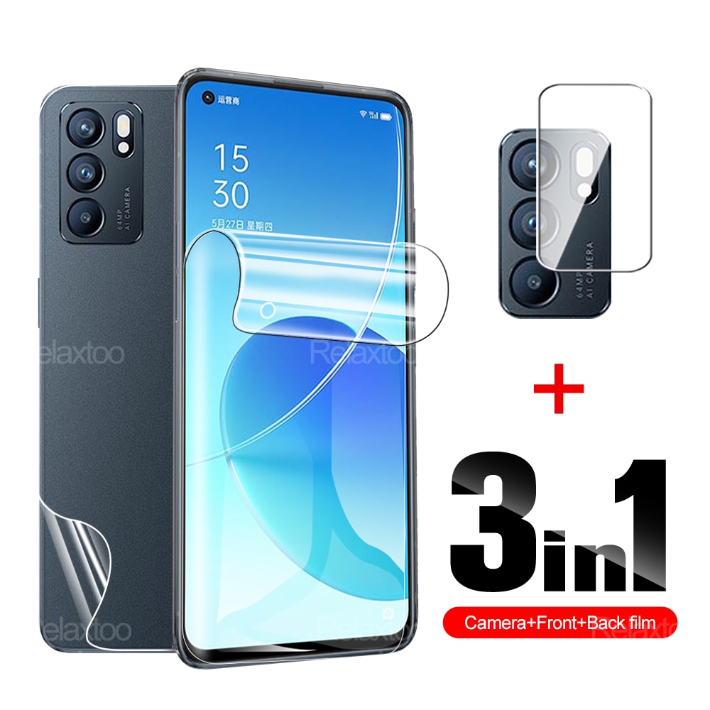 3 IN 1 Hydrogel Soft Film Full Coverage Protection For Oppo Reno 6 6Z Pro 5G Screen Protector Safety Protective Film For Reno6