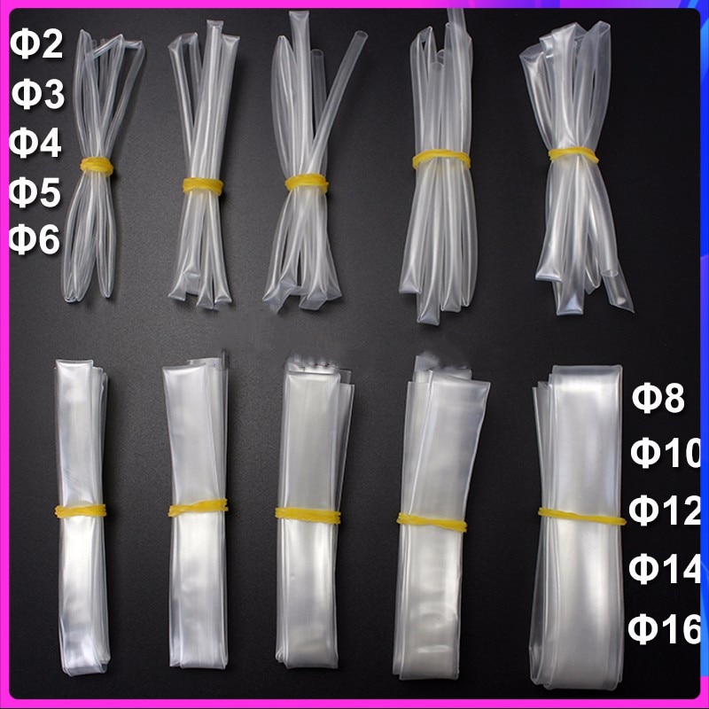 10Meters/Lot Clear Heat Shrink Tube Tubing 2MM 3MM 4MM 5MM 6MM 8MM 10MM 12MM 14MM Transparent Shrink Wrap Cable Sleeve Kit