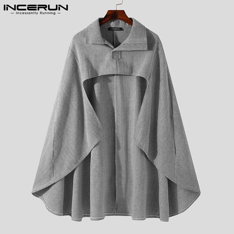 Stylish Ponchos New Men's Winter Tops 2021 Fashion Wear Short Capes Solid All-match Coats Bat Sleeve Cape Coats S-5XL INCER