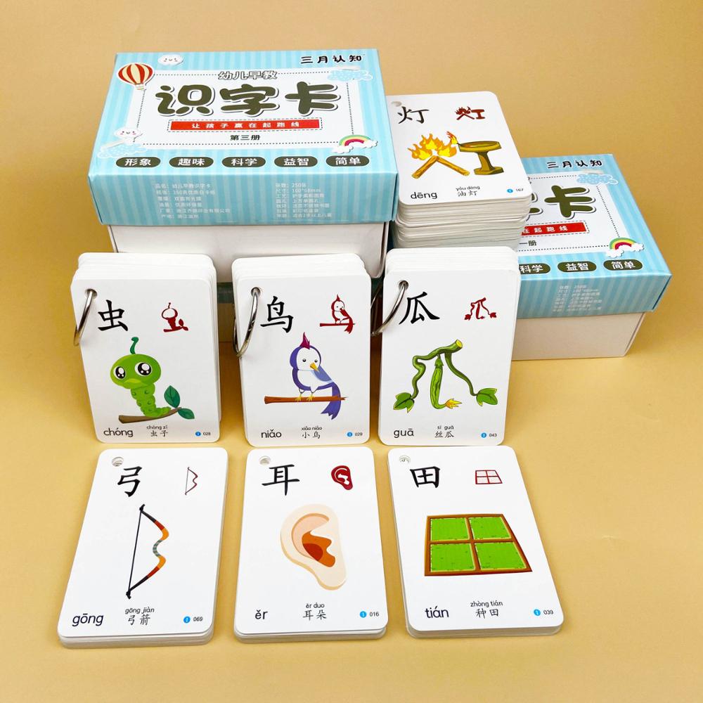 Children's Kindergarten Chinese Pinyin Card Characters Hanzi Learning Age Literacy Card Picture Enlightenment Double Early