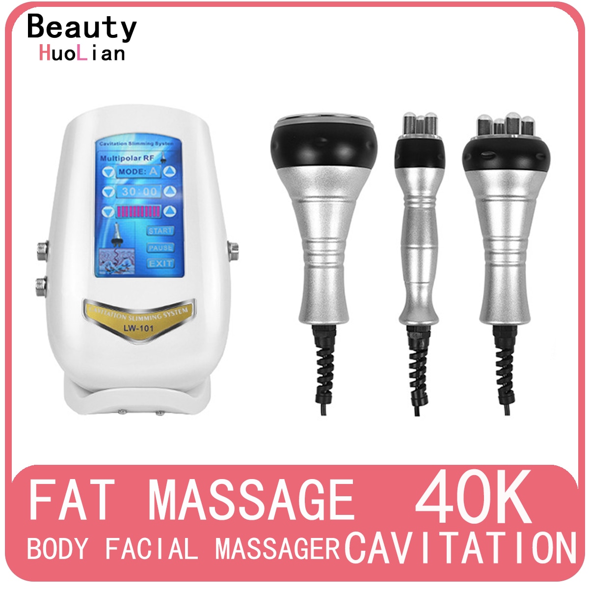 3 in 1 40K Cavitation Radio Frequency Ultrasonic Slimming Machine Wrinkle Removal Weight Loss Skin Tightening Facial Beauty Tool