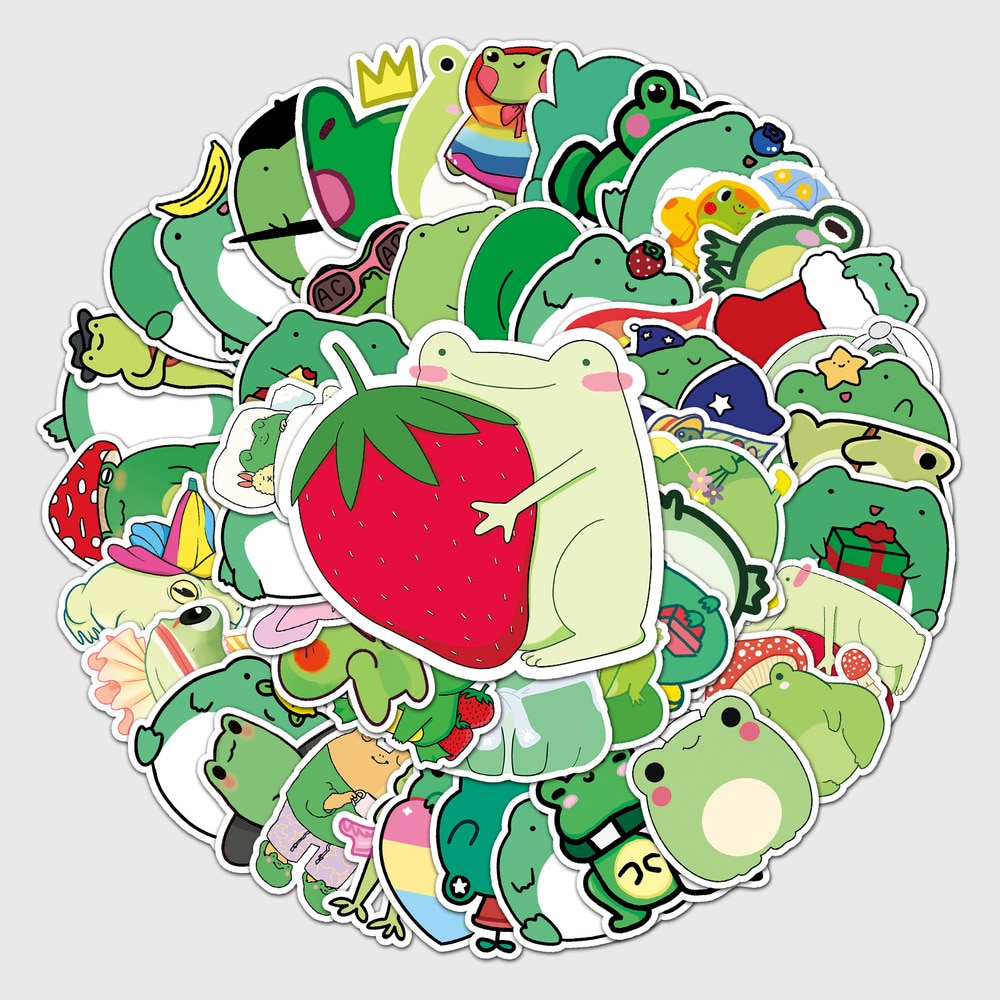 10/50PCS Graffiti Cute Little Frog Sticker Car Computer Mobile Phone Refrigerator Skateboard Decoration Sticker Wholesale