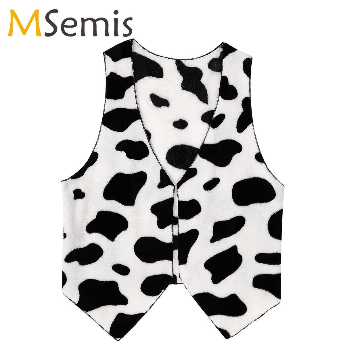 Men's Cow Print Adult Vest Festival Christmas Costume Sleeveless Open Front Flannel Short Waistcoat Vintage Hippie Costume 