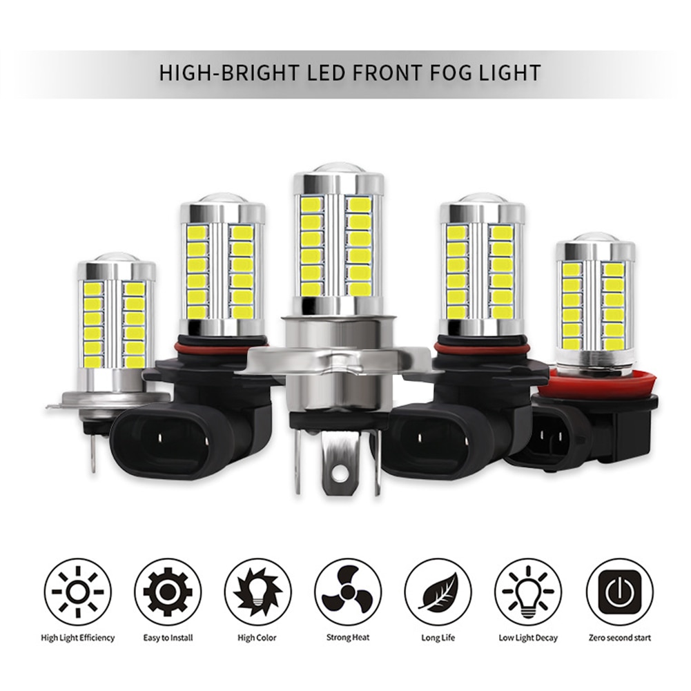 2PCS Car H8 H11 LED 9005 9006 H4 H7 5630 33SMD Fog Lamp Daytime Running Light Bulb Turning Parking Bulb 12V Auto Headlight Bulbs
