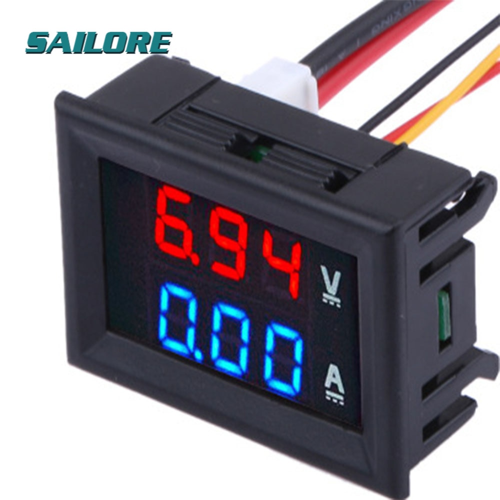 10pcs 0.56" Blue+Red Dual LED Display Mini Digital Voltmeter Ammeter DC 100V 10A Panel Amp Volt Current Meter Tester With L