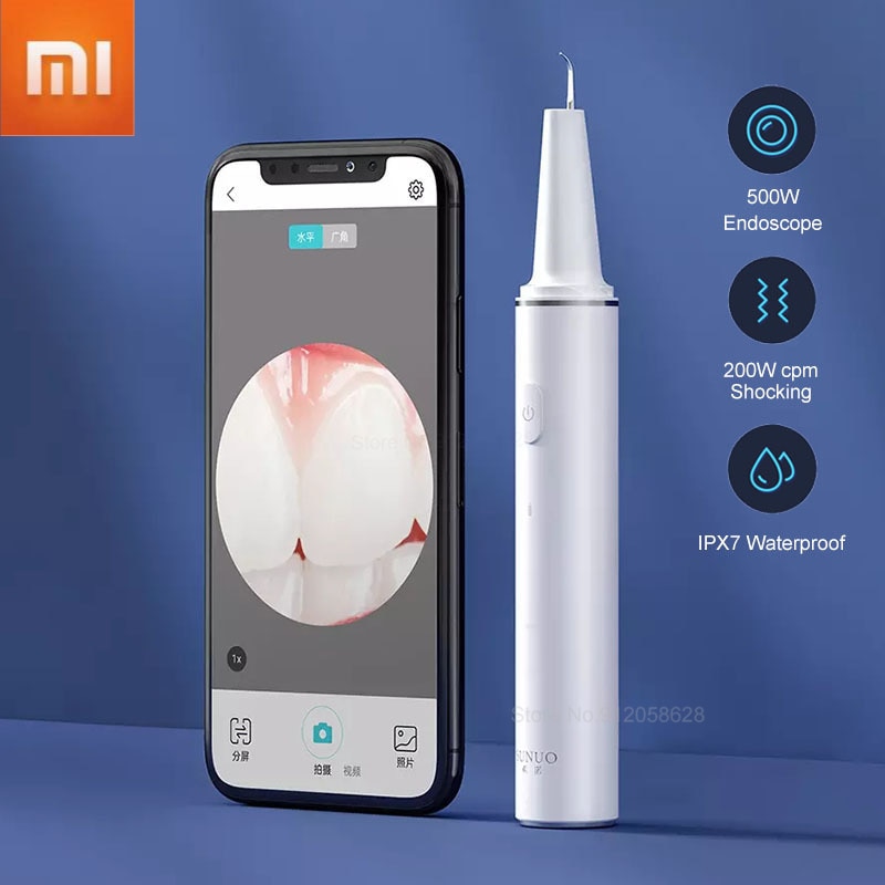 SUNUO Visual Electric Ultrasonic Dental whitener Scaler Teeth Calculus Tartar Remover Smart App 500W HD endoscope Cleaner Tooth