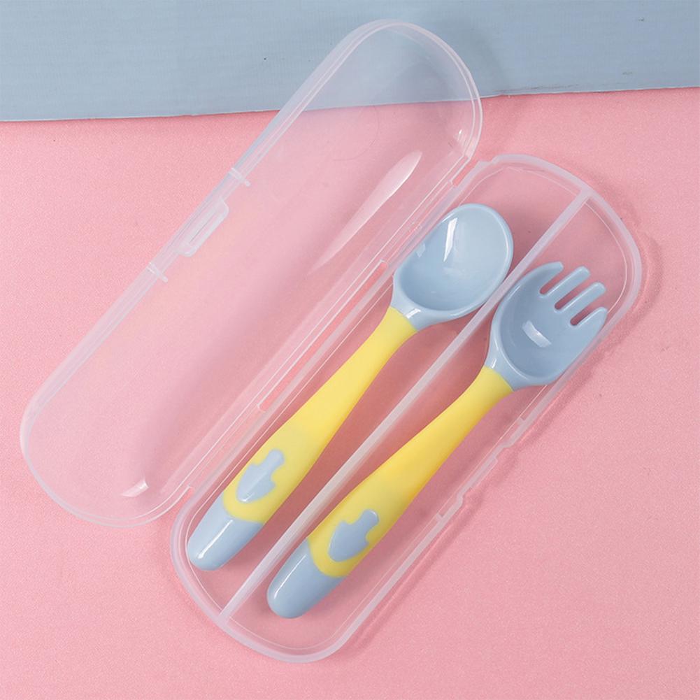 Silicone Spoon For Baby Utensils Set Auxiliary Food Toddler Learn To Eat Training Bendable Soft Fork Infant Children Tableware