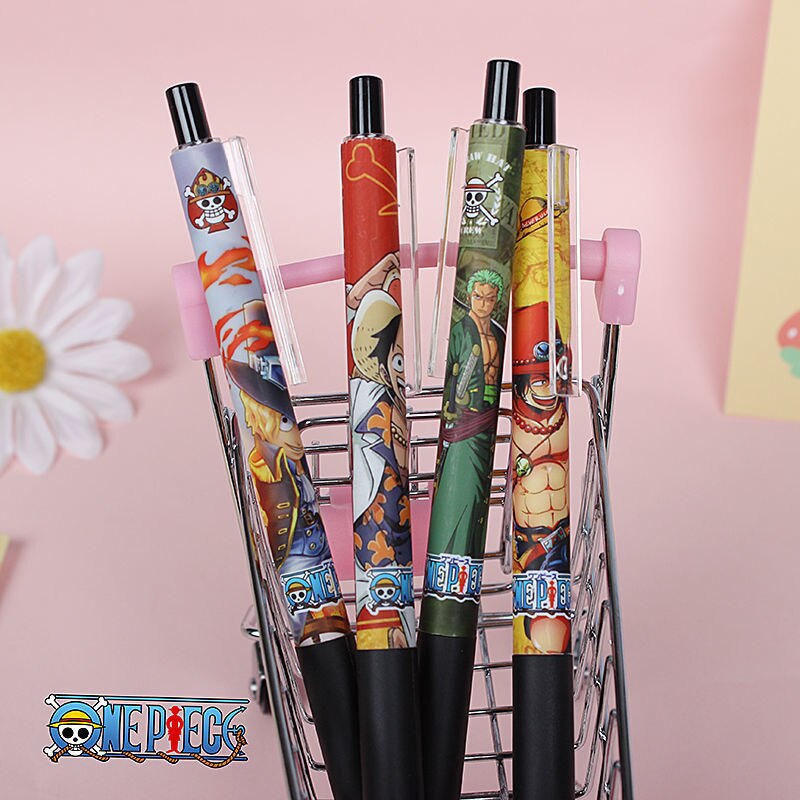 4/8PCS One Piece Limited Gel Pen Stationery for School Supplies Kawaii Black Press Pen 0.5 Large Capacity Quick Dry